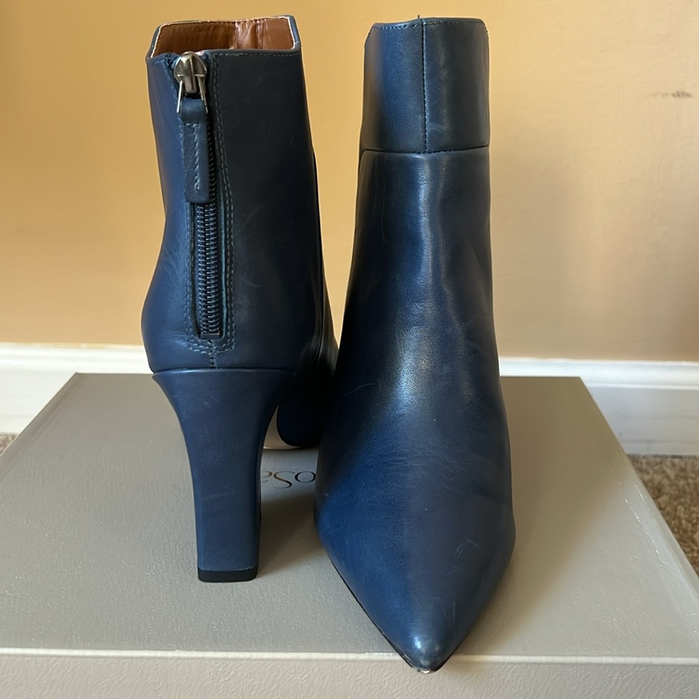 Franco Sarto Navy Ankle Pointed Leather Boots - Picture 4 of 7